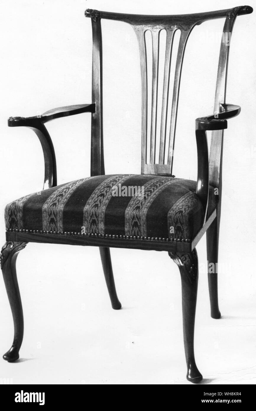 Fauteuil en bois de citronnier et d'ébène à filets 1904 Banque D'Images