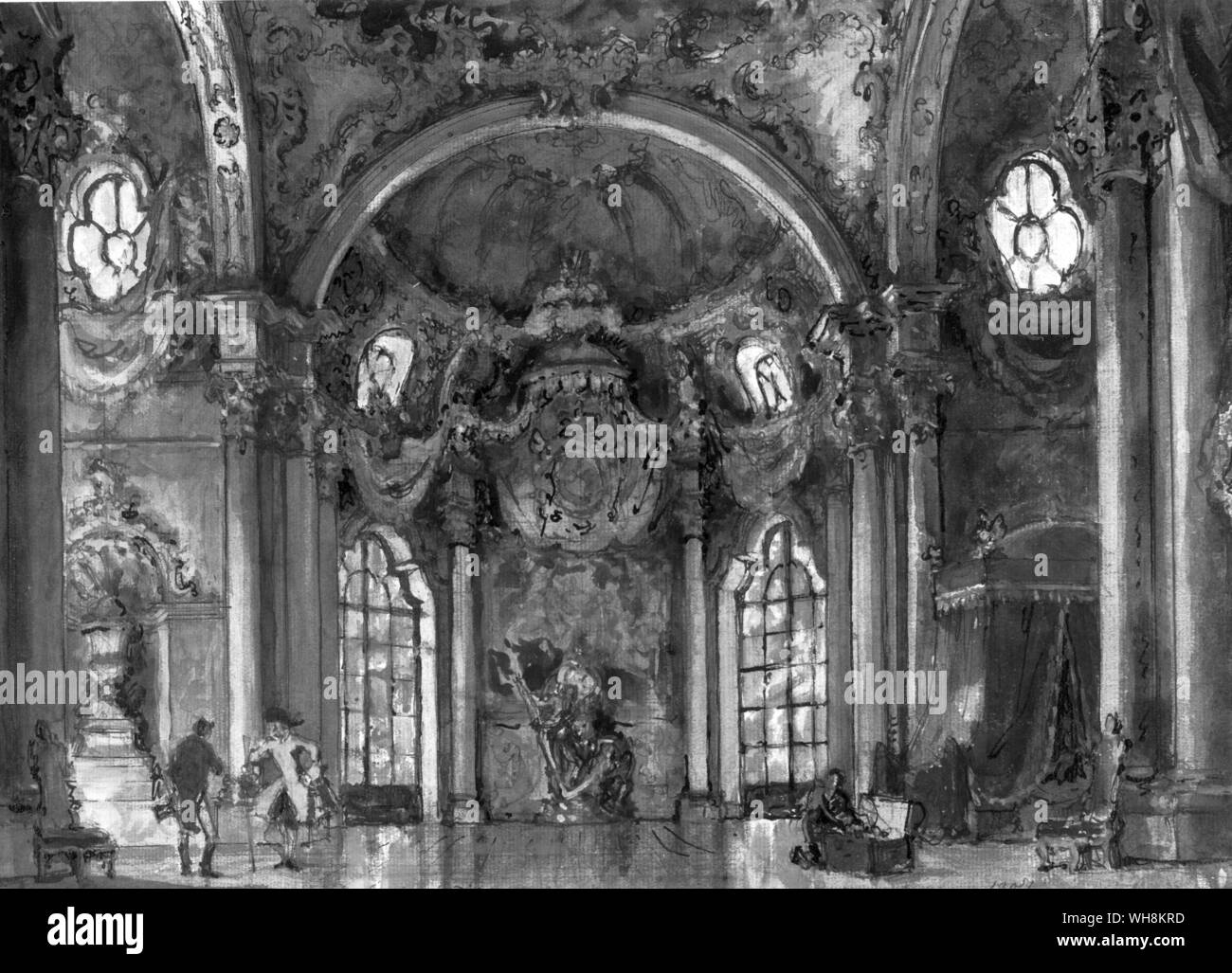 Scénographie pour la scène I Pavillion d'Armide 1909 par Alexandre Benois Banque D'Images