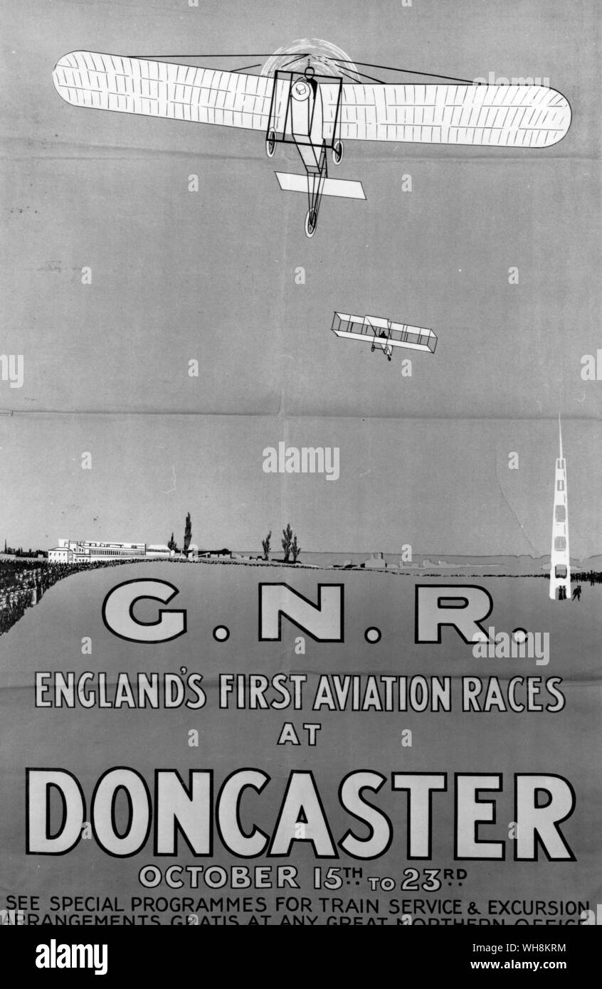 Affiche pour la première course de l'aviation de l'Angleterre à Doncaster 1909 Banque D'Images