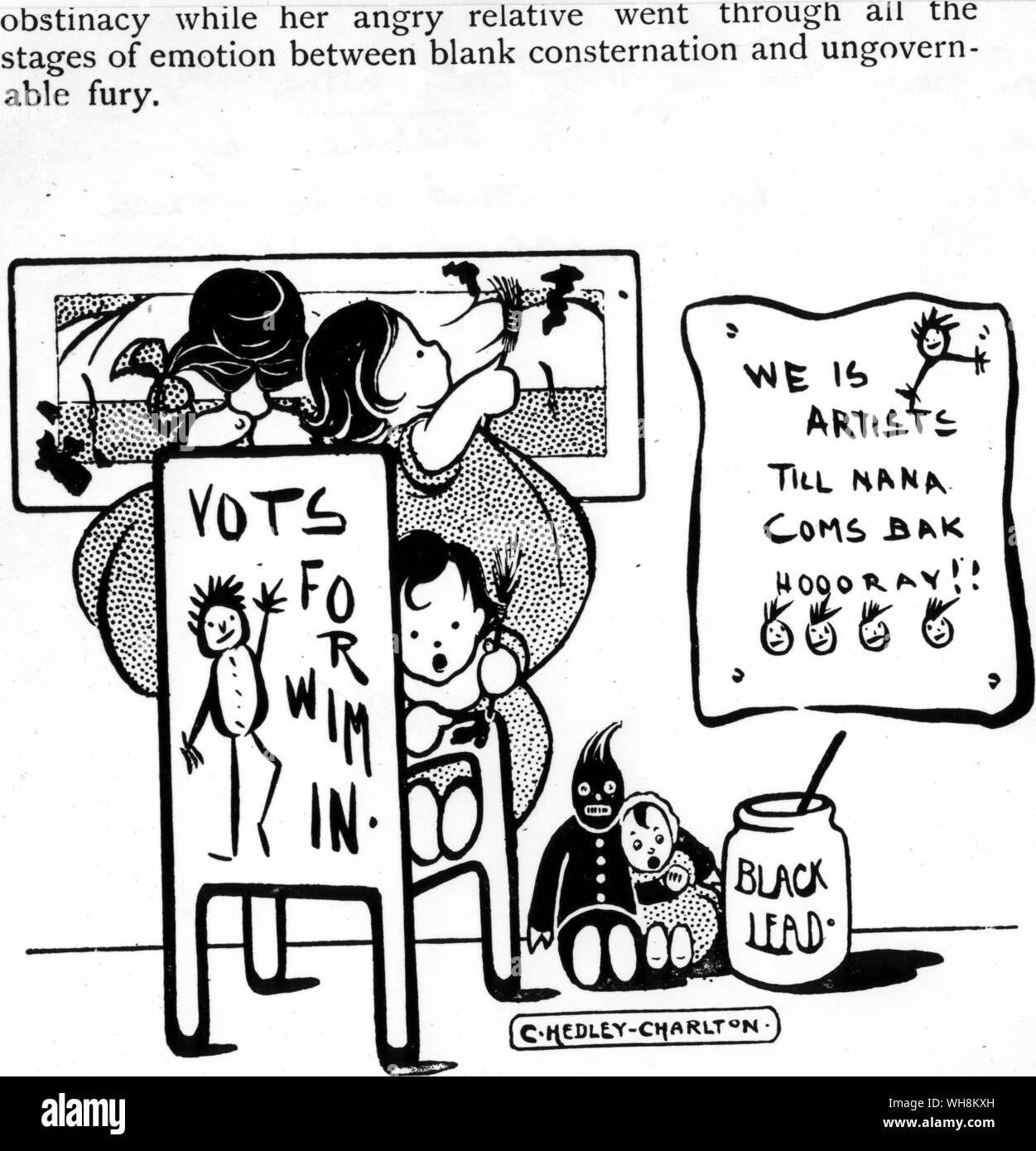 Caricature de la manière dont le vote a été remporté par Cicely Hamilton avec des croquis par Hedley C 1910 Banque D'Images