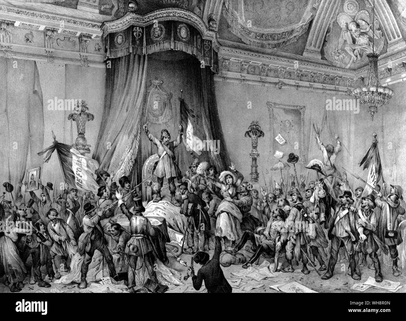 La foule révolutionnaire d'assaut les Tuileries et emportant piller Banque D'Images