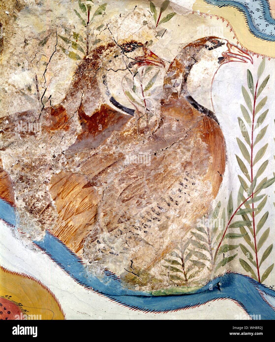 La nature et l'art de la fresque perdrix rouge du Rest House, Knossos, c.1500 BC Banque D'Images