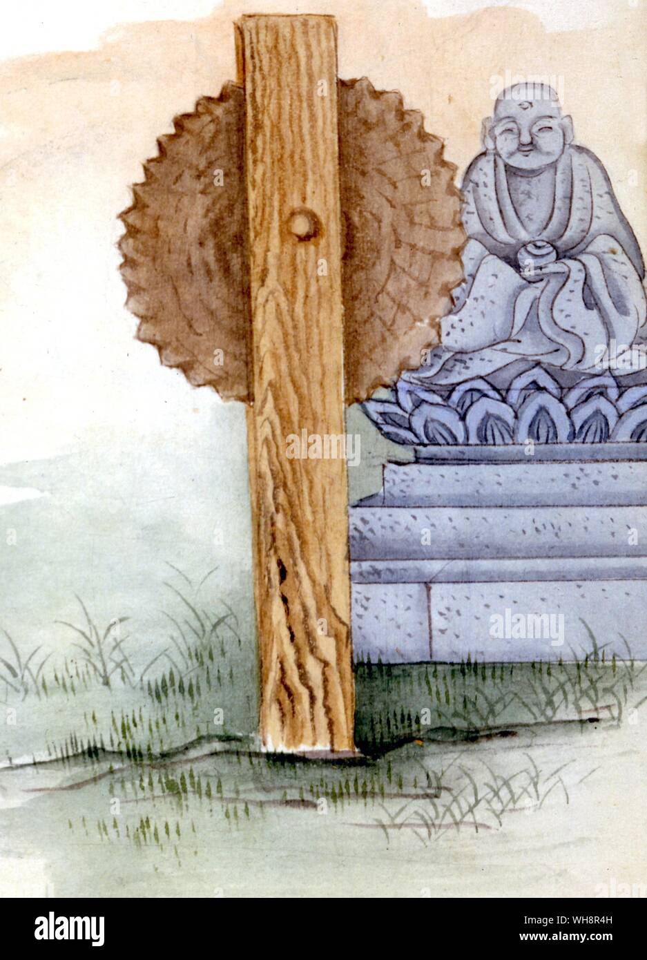Une roue de Prière au sanctuaire dédié à Jizo. Banque D'Images