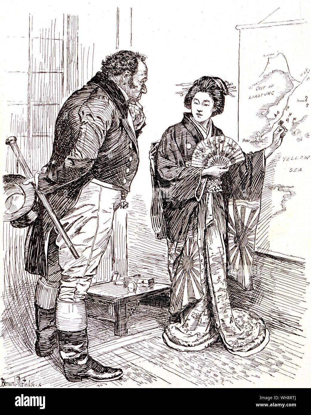 Caricature d'un poinçon sur le manque d'assistance pour les Japonais à la guerre russo-japonaise. 1904. Banque D'Images