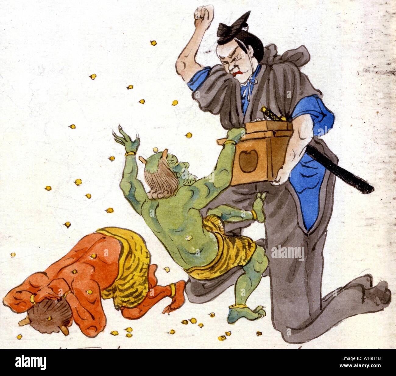 "Se débarrasser du diable de tête'. Interprétation d'illustration par Baiho. 1904. Banque D'Images