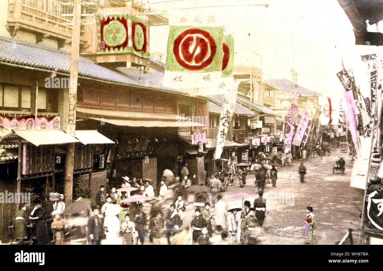 Scène de rue, Tokyo. 1898. Banque D'Images