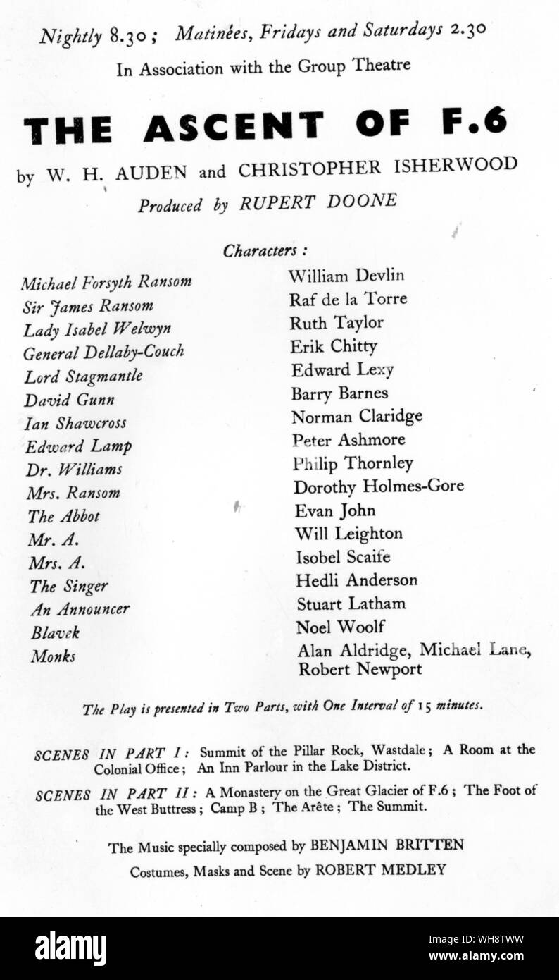 Le Groupe de Production du Théâtre de l'ascension de F 6 au Mercury Theatre Février 1937 Banque D'Images