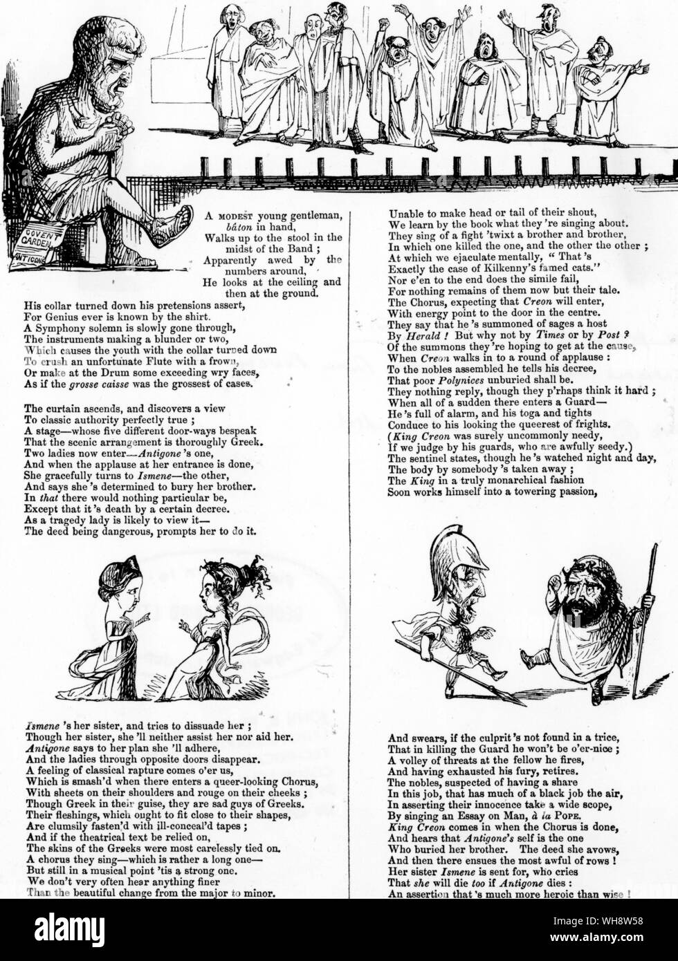 Antigone a analysé un cartoon de Punch 18 Janvier 1845 Banque D'Images