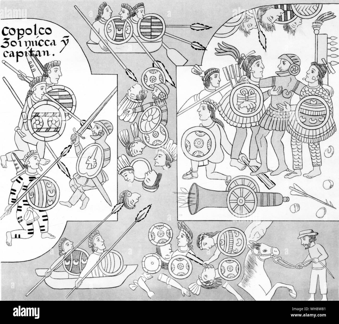 Dans un dernier assaut contre les Espagnols et leurs alliés indiens massacrés les autres défenseurs de Tenochtitlan Banque D'Images