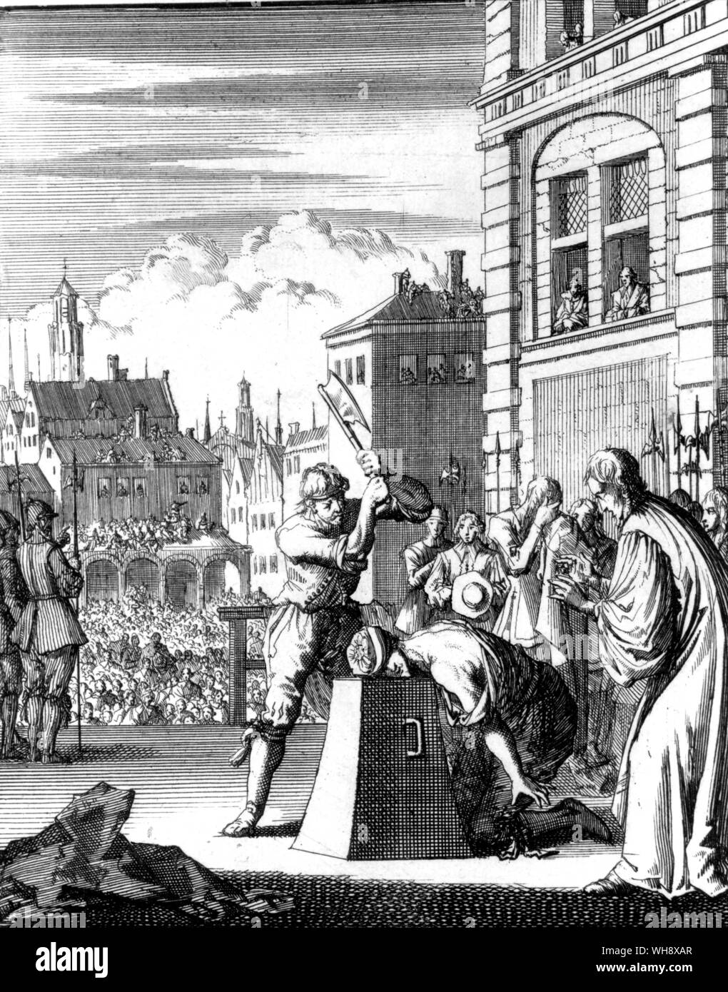 Une impression de Néerlandais Thomas Wentworth Staffords les exécutions. 1 er comte de Stafford (1593-1641) Homme politique Anglais Banque D'Images