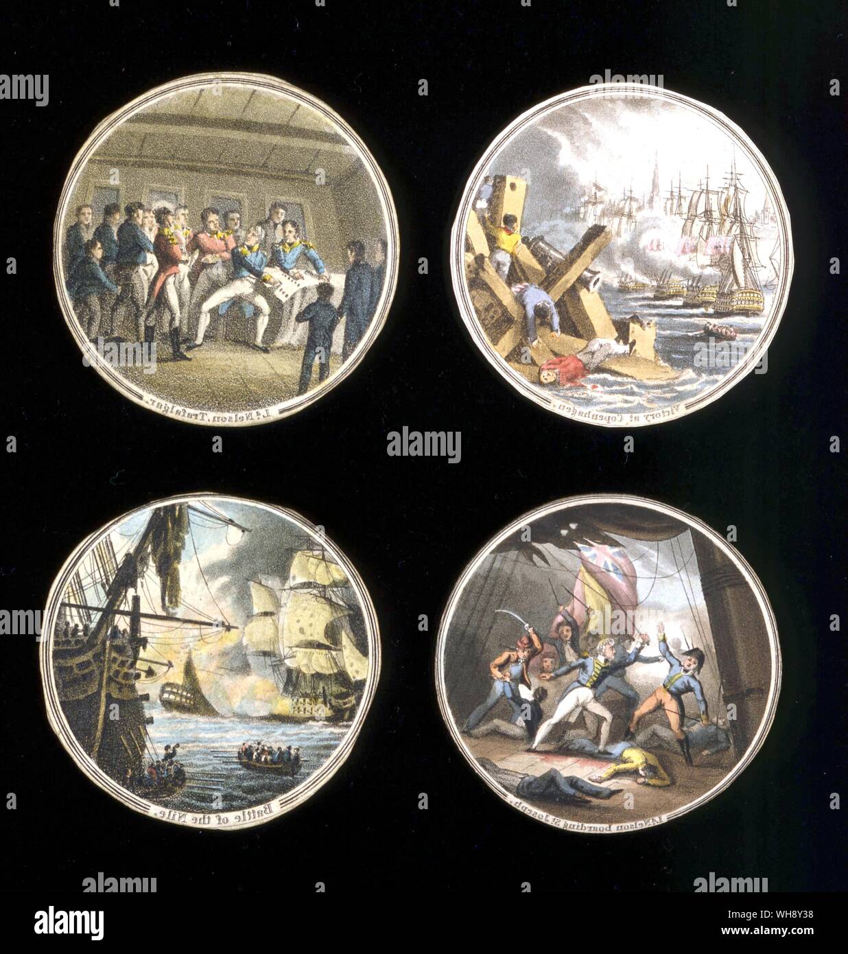 Les boîtes de papier mâché commemerating les batailles de Nelson Nelson Banque D'Images