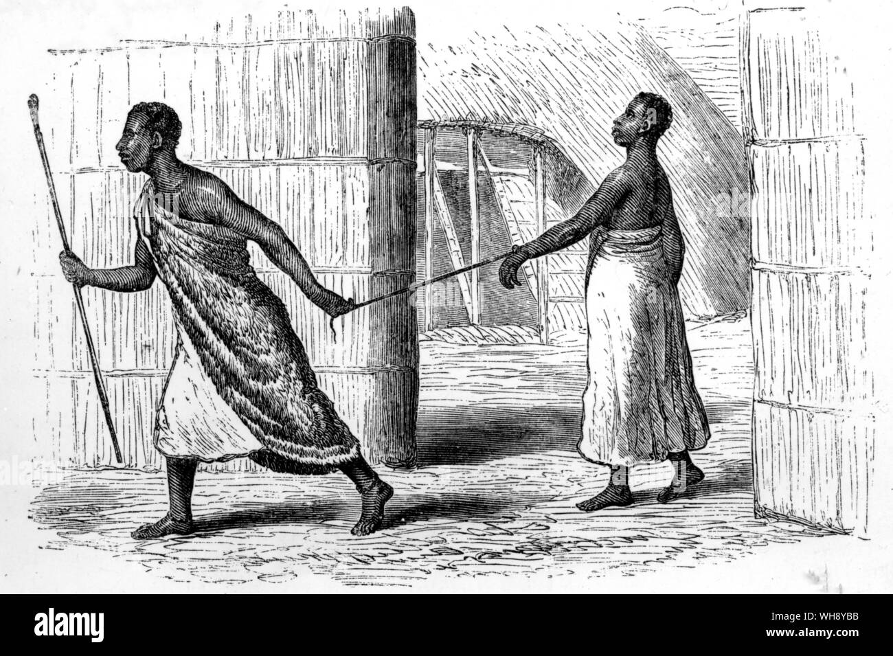 "Aussi incroyable que cela peut être... J'en ai vu une, deux ou trois femmes, palais liées par la main, et traîné le long d'un des garde-corps de pleurer comme elle est allée à une mort prématurée." (Speke) à partir d'un sketch par subvention. L'Égypte. Banque D'Images