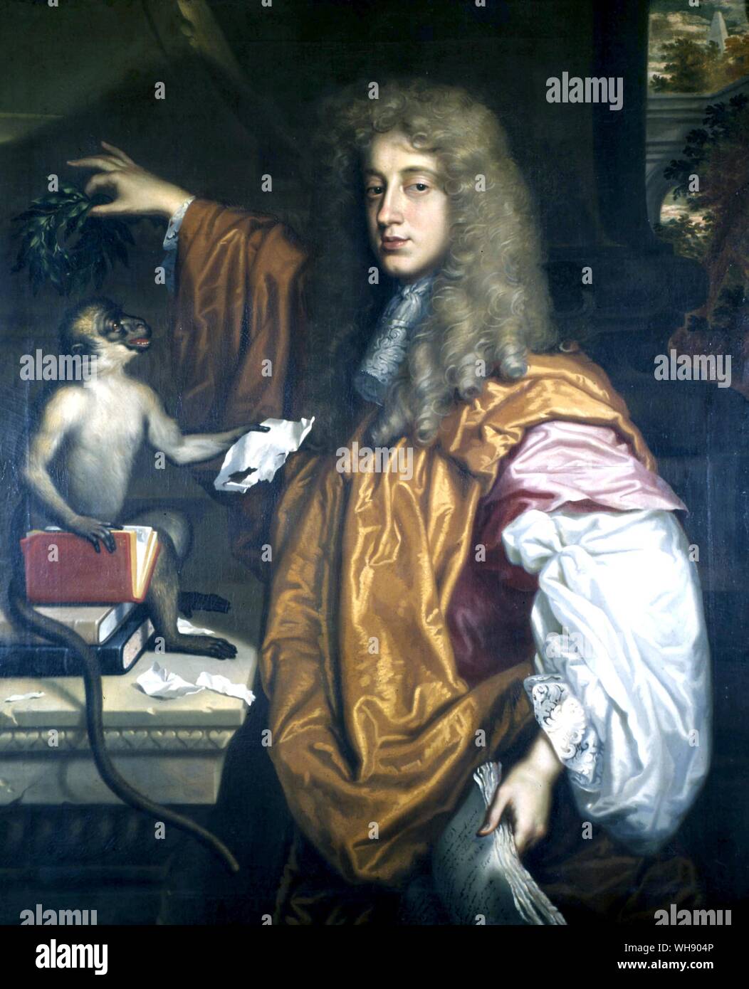 John Wilmot, second comte de Rochester (1647-1680), le plus célèbre de la restauration. Une amende et lyrique poète satirique dont le travail a été sous-estimée parce qu'il a été éclipsé par sa vie de débauche et l'ivrognerie, les farces et des blagues, et la repentance. Banque D'Images