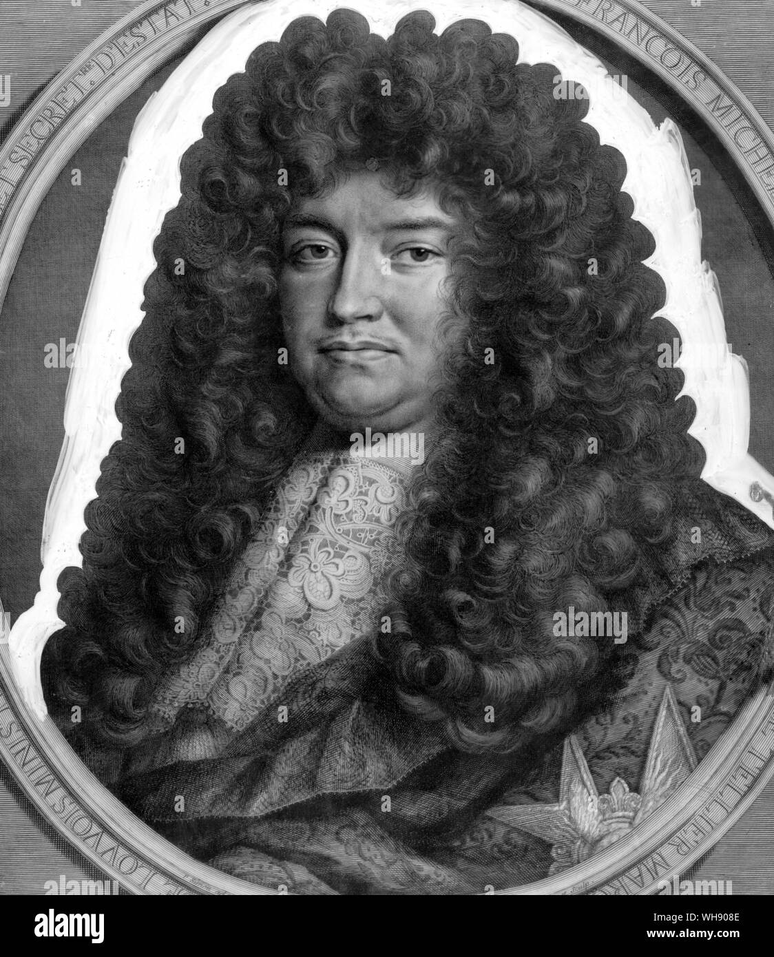 François Le Tellier, marquis de Louvois (1641-1691), gravure - en tant que ministre de la guerre, il a accompli le travail commencé par son père de l'reorganiing système militaire français Banque D'Images