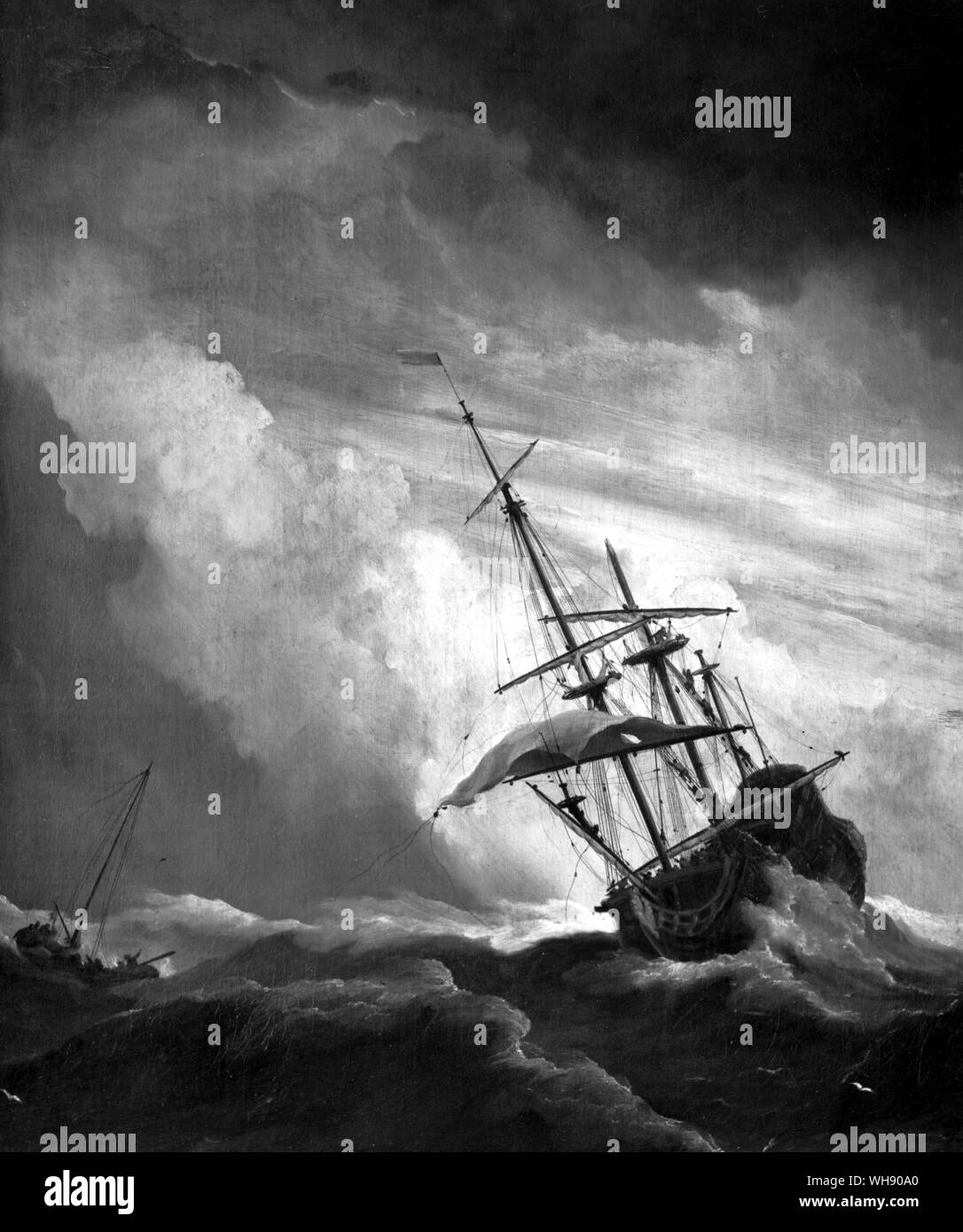 "Le voyage a été rude terrifiante...' un grain en mer. Peinture de Willem van de Velde (1633-1707) Banque D'Images