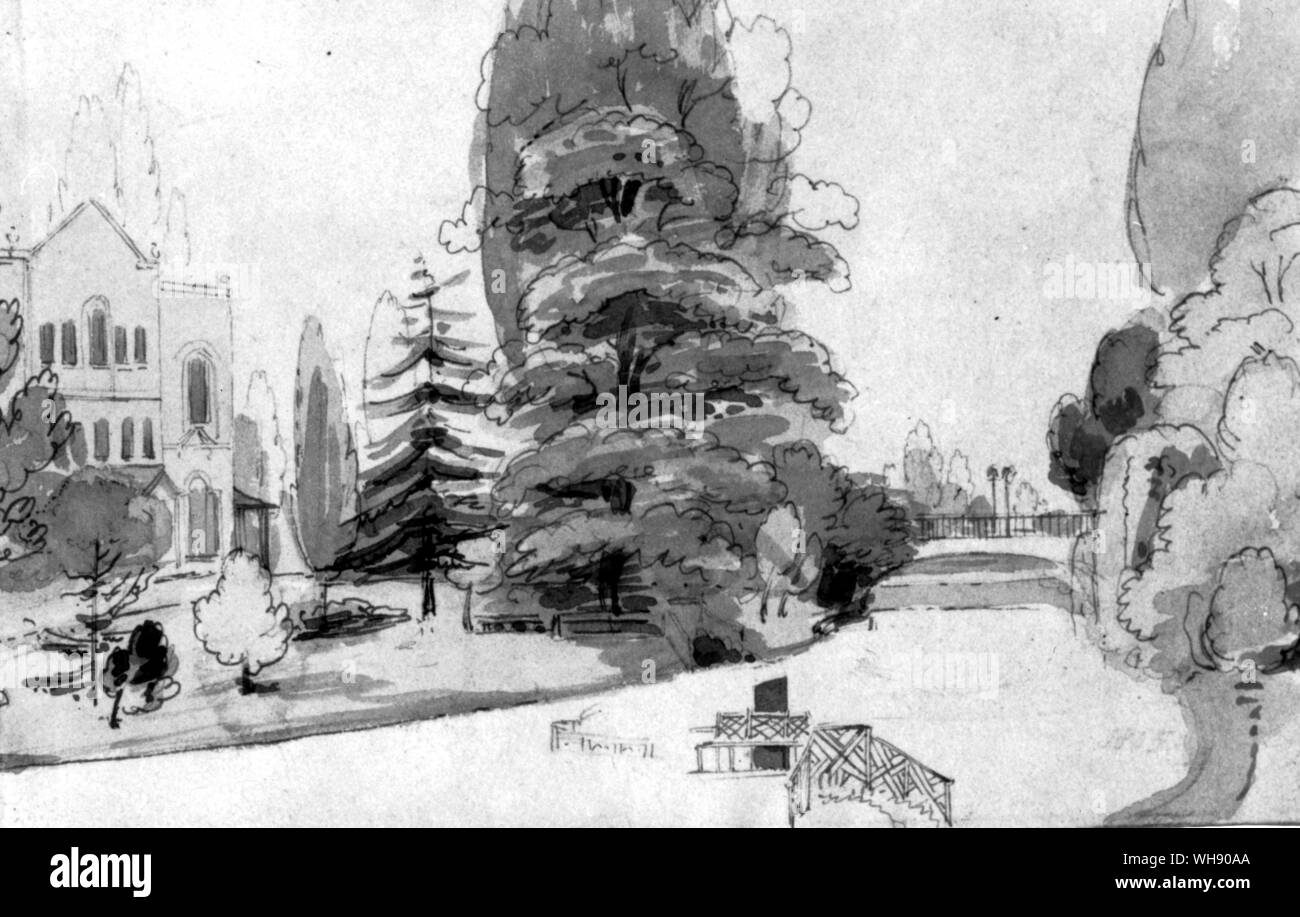 Thomas Baxter sketches de Merton Place, Surrey, accueil de Lord Horatio Nelson et Lady Emma Hamilton. Banque D'Images