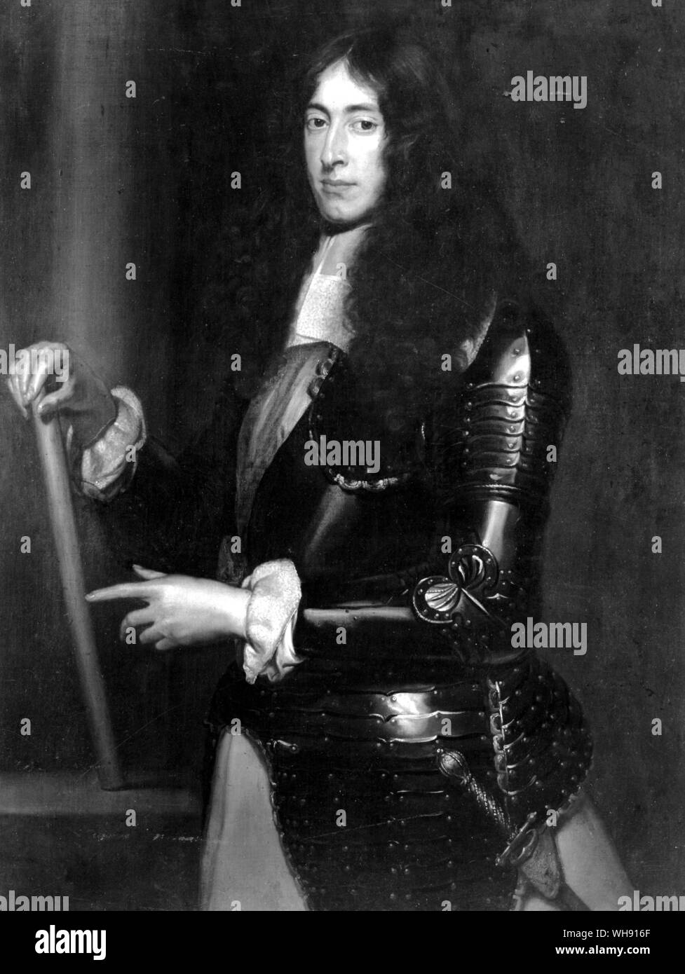 But à son tour inflexible ... l'Angleterre dans une monarchie catholique romaine..." James II, probablement peint alors qu'il était Duc d'York, sur le service dans les Pays Bas. La peinture attribuée à Charles Wautier (actif 1652-1660) Banque D'Images