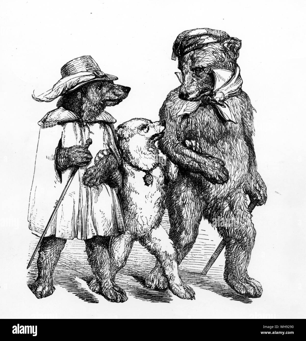 Boucle d'or et les trois ours. Les trois ours par Harrison Weir. De Joseph Cundall est un trésor de plaisir des livres pour jeunes enfants, 1850.. Banque D'Images