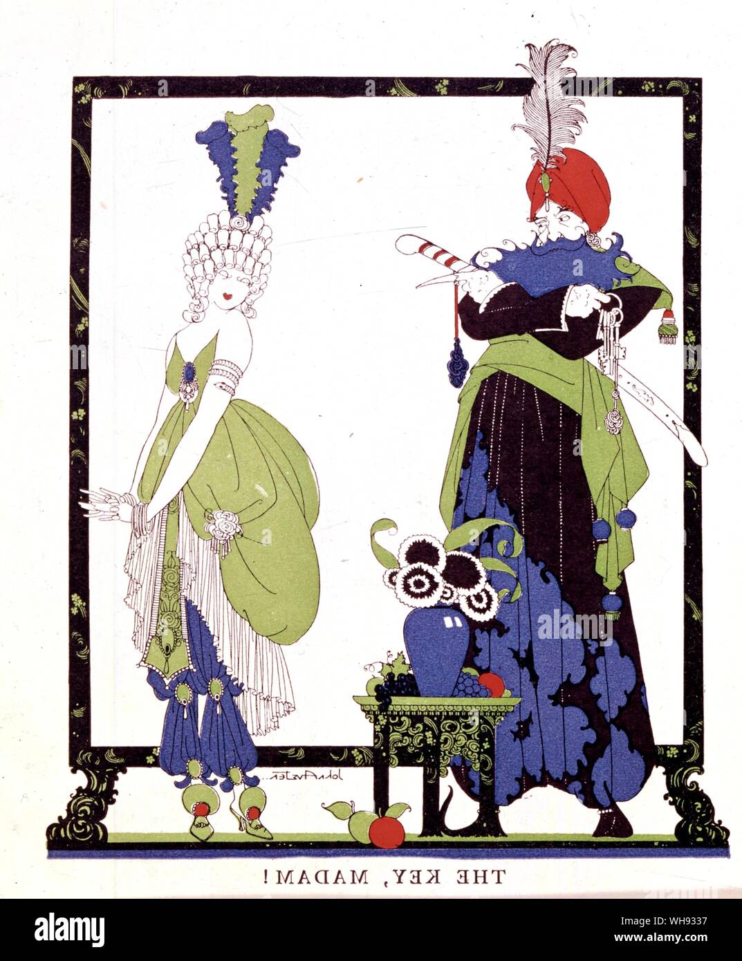Barbe-bleue : 'La clé, Madame !' frontispice par John Austen à Contes d'Adopté Fois, 1922. Banque D'Images