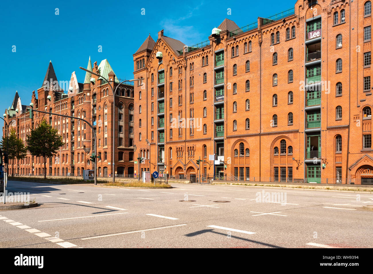 Les bâtiments en brique, Speicherstadt, Hambourg, Allemagne Banque D'Images
