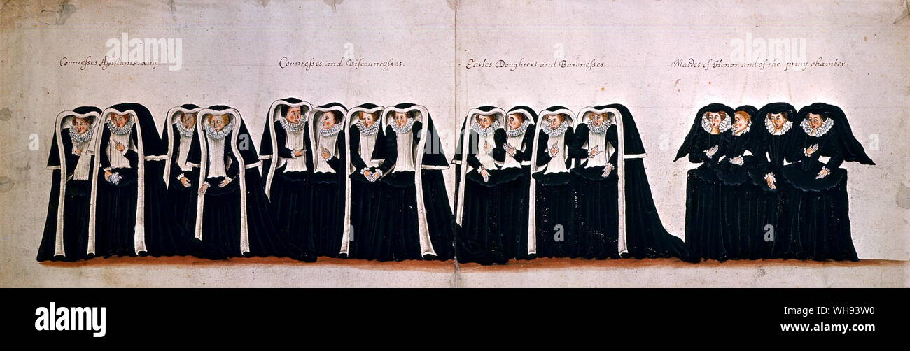 Les funérailles de la Reine Elizabeth I par William Camden début 17 siècle Banque D'Images