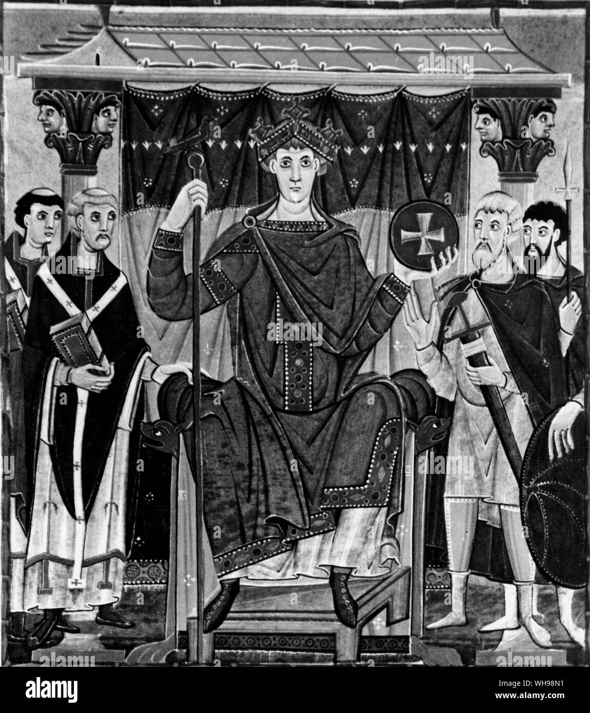 La guerre/Reichenau Évangiles. Otton III avec des dignitaires ecclésiastiques et laïques. c.1000 A.D. Banque D'Images