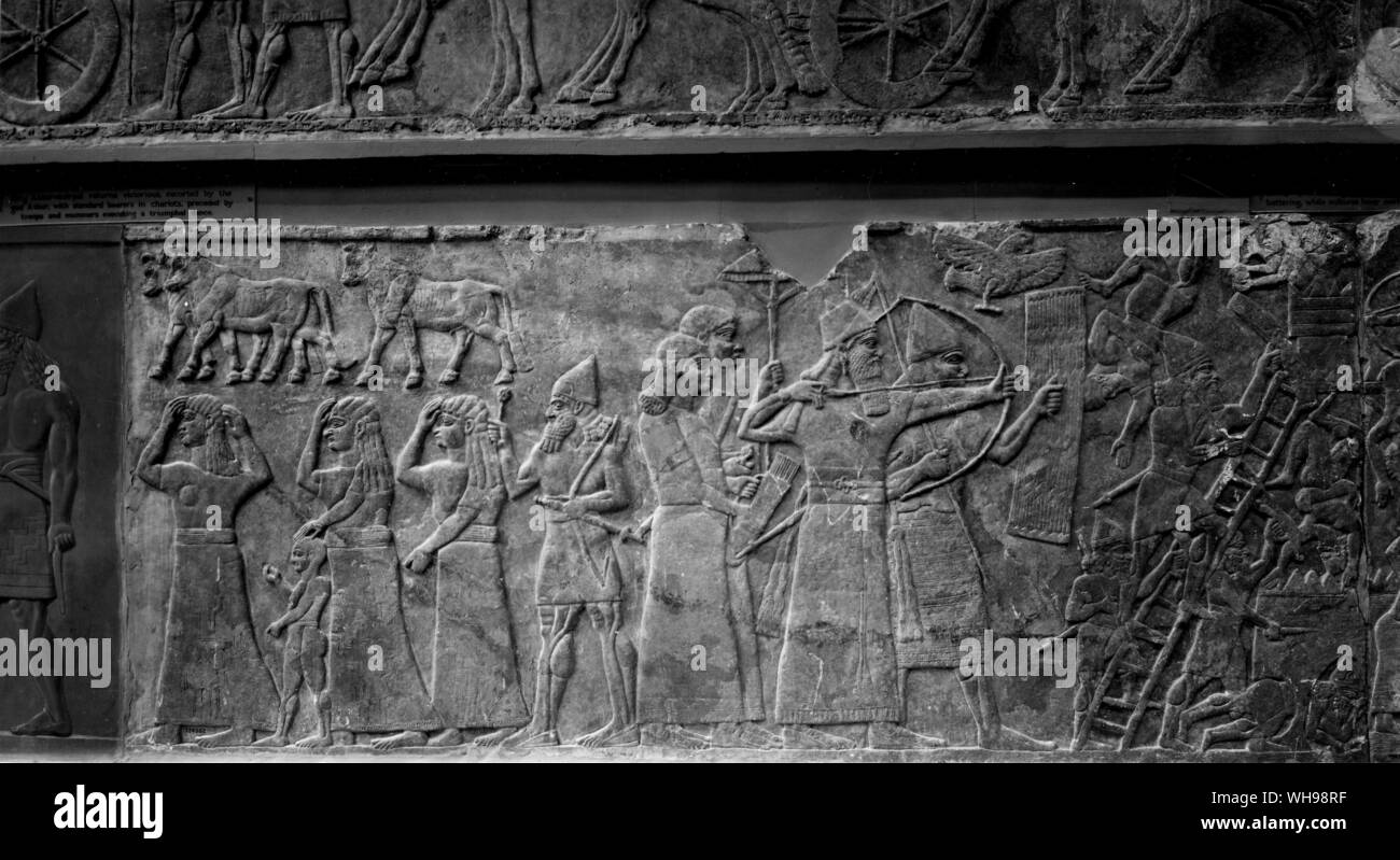 Warfare/siège d'une ville, l'exonération de Ashunasirpal II's Palace, Nimrud. 669-629 av. J.-C.. Banque D'Images