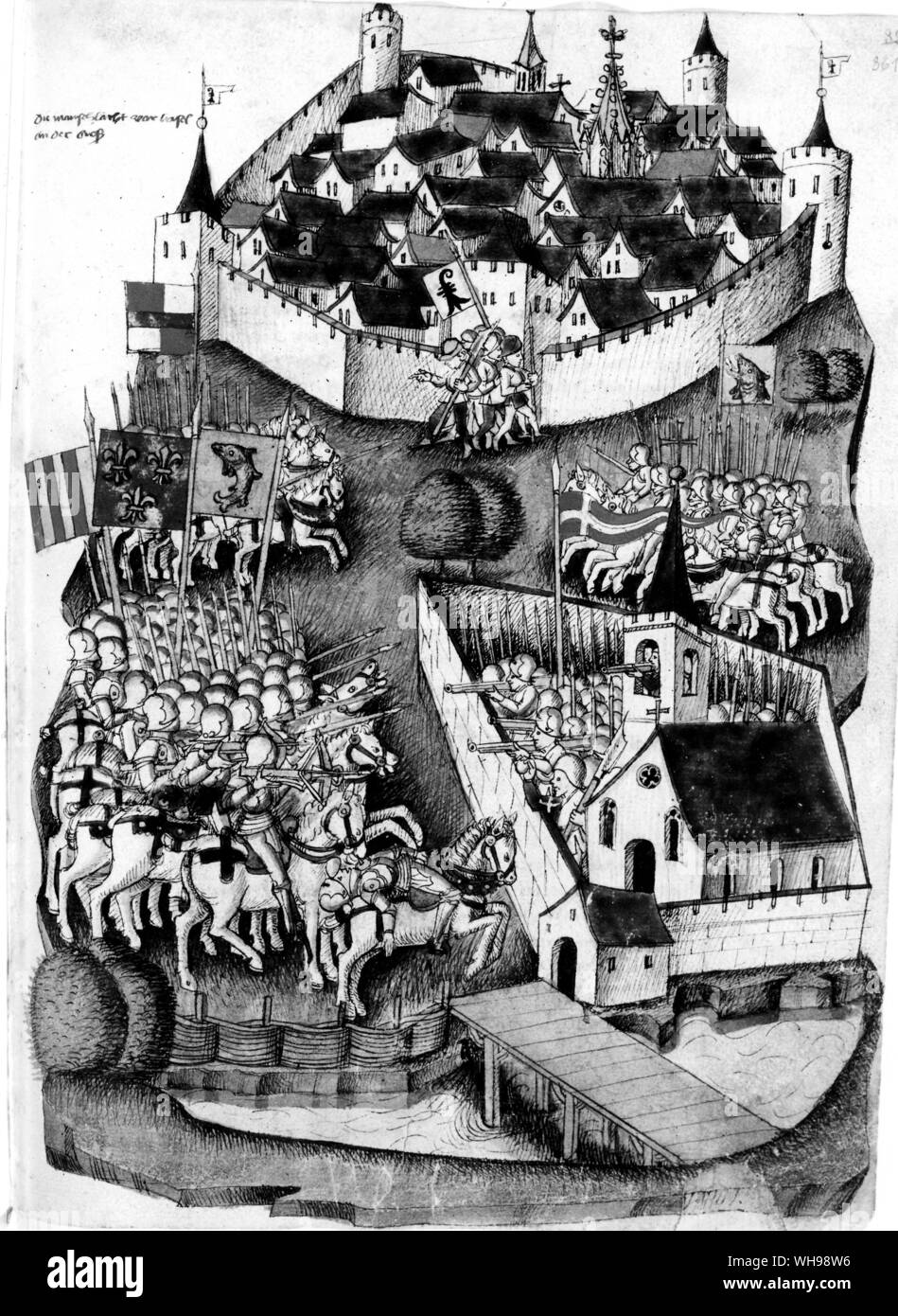 Warfare/Allemagne. La bataille de St Jakob dans les bacs, 1444. Banque D'Images