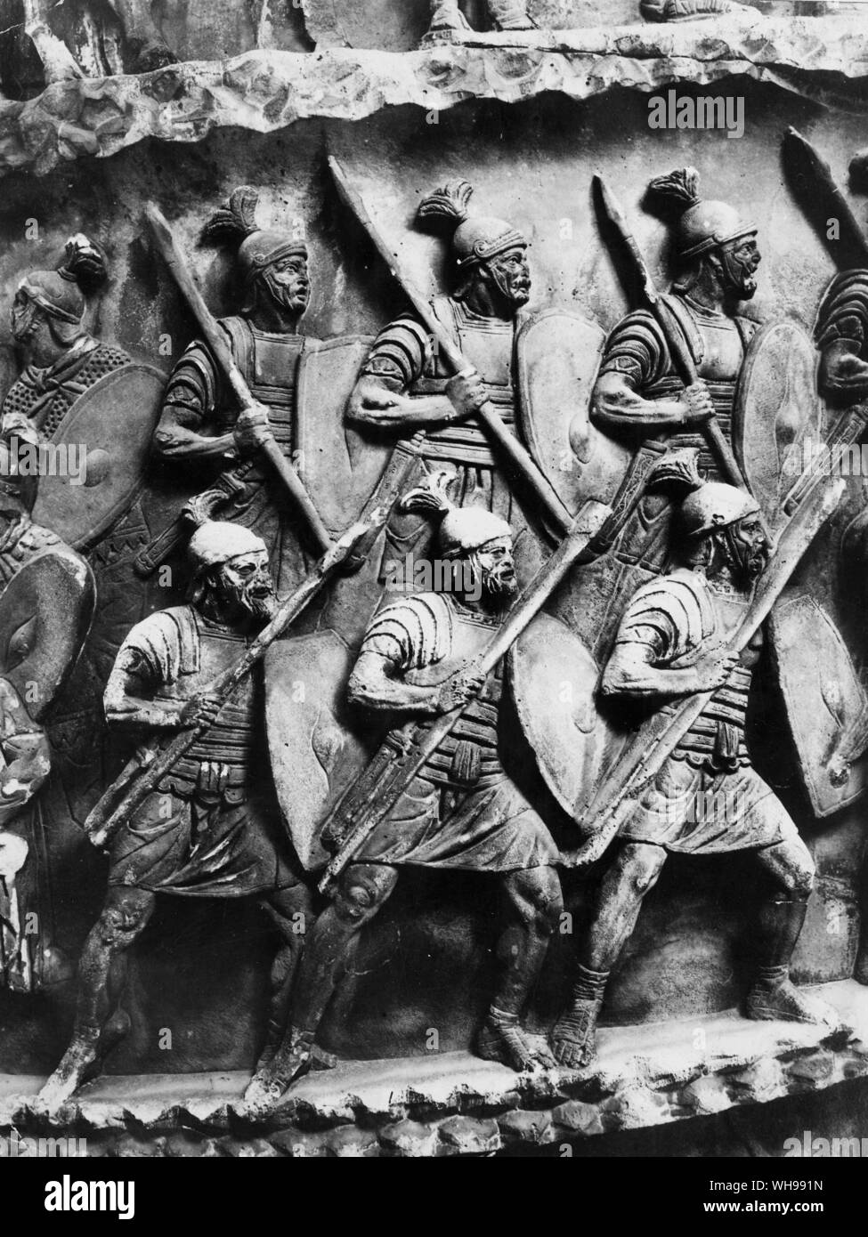 La guerre anciens/les Romains. Les cohortes d'infanterie aopted souvent une formation à deux lignes. Banque D'Images