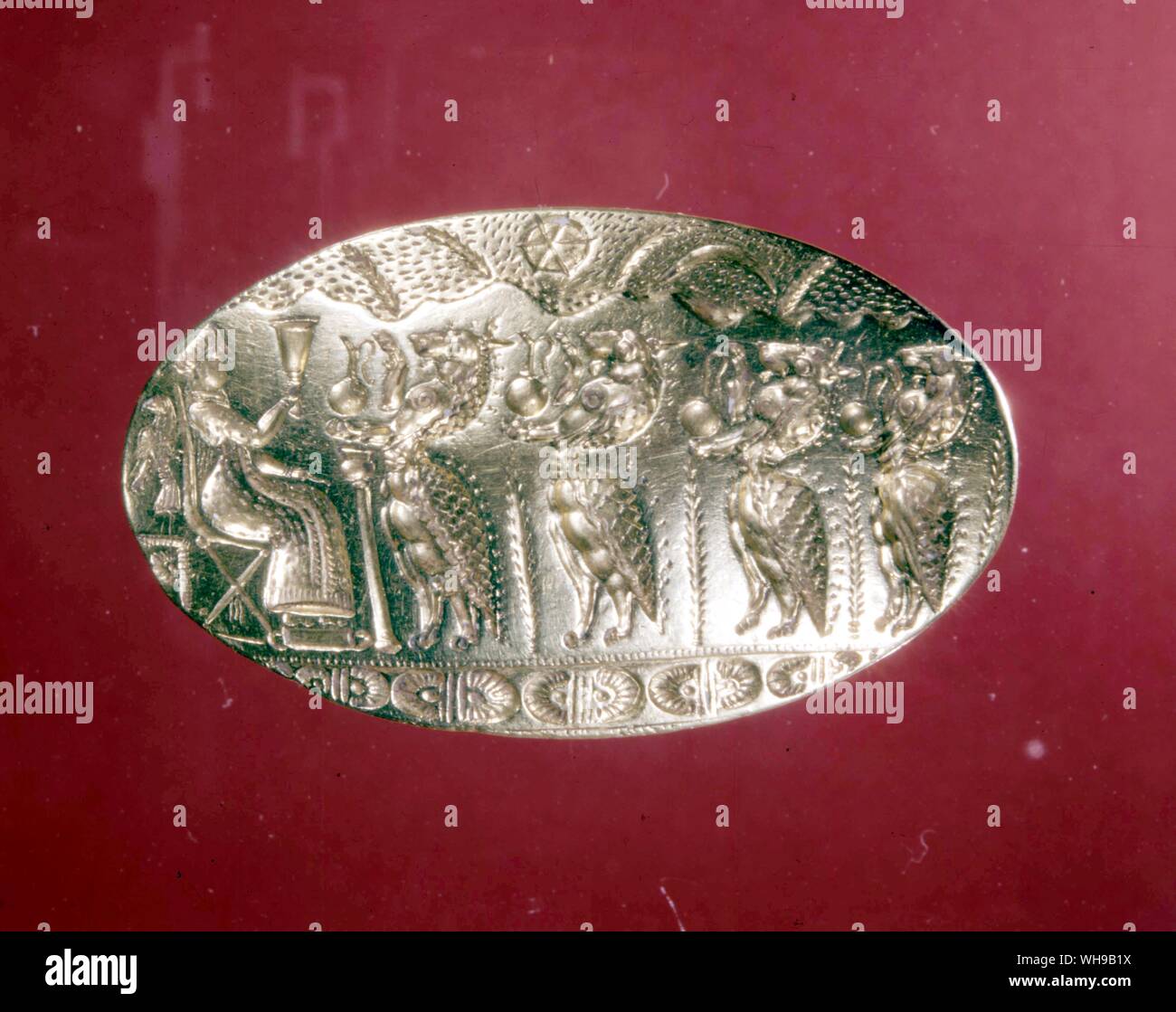Signet d'or avec la fertilité 15 siècle av. rite Banque D'Images