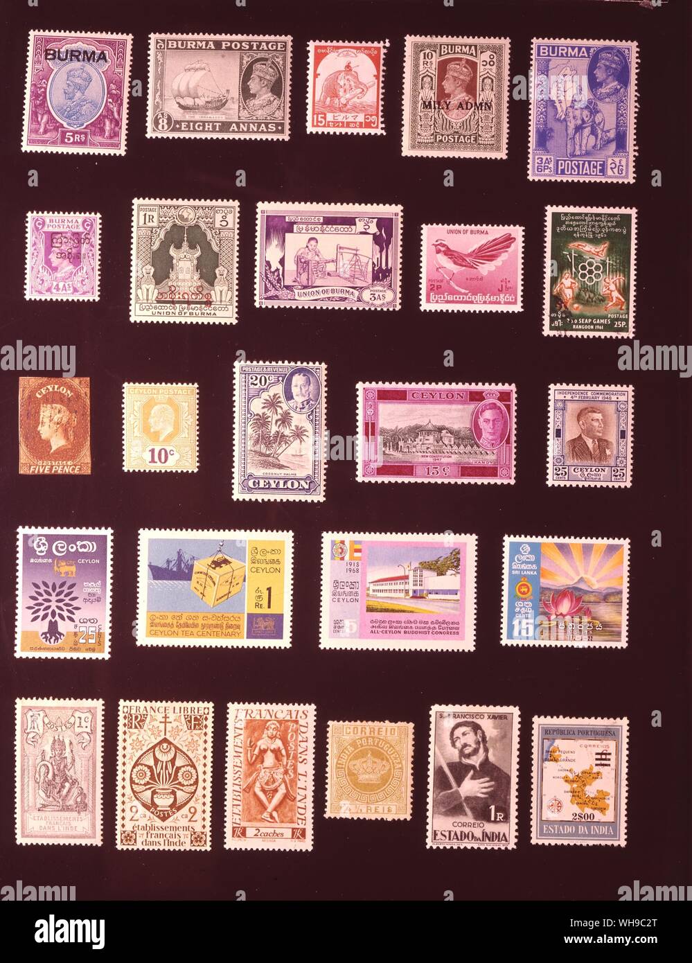 Asie - SOUS-CONTINENT INDIEN : (de gauche à droite) 1. La Birmanie, 5 roupies, 1937, 2. La Birmanie, 8 Annas, 1938, 3. La Birmanie, 15 cents, 4 1943, Birmanie, 10 roupies, 1945, 5. La Birmanie, 3 annas 6, 1946, 6 pièces. La Birmanie, 4 Annas, 1947, 7. La Birmanie, 1 roupie, 1949, 8. La Birmanie, 3 Annas, 1949, 9. La Birmanie, 2 pyas, 1964, 10. La Birmanie, 25, 1961, 11 pyas. Ceylan, 5 pence, 1857, 12. Ceylan, 10 cents, 1910, 13. Ceylan, 20 cents, 14, 1935. Ceylan, 15 cents, 15, 1947. Ceylan, 25 cents, 16, 1949. Ceylan, 25 cents, 1960, 17. Ceylan, 1 roupie, 1967, 18. Ceylan, 5 cents, 1968, 19. Sri Lanka, 15 cents, 20, 1972. Les établissements français, 1 centimes, Banque D'Images Asie - SOUS-CONTINENT INDIEN : (de gauche à droite) 1. La Birmanie, 5 roupies, 1937, 2. La Birmanie, 8 Annas, 1938, 3. La Birmanie, 15 cents, 4 1943, Birmanie, 10 roupies, 1945, 5. La Birmanie, 3 annas 6, 1946, 6 pièces. La Birmanie, 4 Annas, 1947, 7. La Birmanie, 1 roupie, 1949, 8. La Birmanie, 3 Annas, 1949, 9. La Birmanie, 2 pyas, 1964, 10. La Birmanie, 25, 1961, 11 pyas. Ceylan, 5 pence, 1857, 12. Ceylan, 10 cents, 1910, 13. Ceylan, 20 cents, 14, 1935. Ceylan, 15 cents, 15, 1947. Ceylan, 25 cents, 16, 1949. Ceylan, 25 cents, 1960, 17. Ceylan, 1 roupie, 1967, 18. Ceylan, 5 cents, 1968, 19. Sri Lanka, 15 cents, 20, 1972. Les établissements français, 1 centimes, Banque D'Images