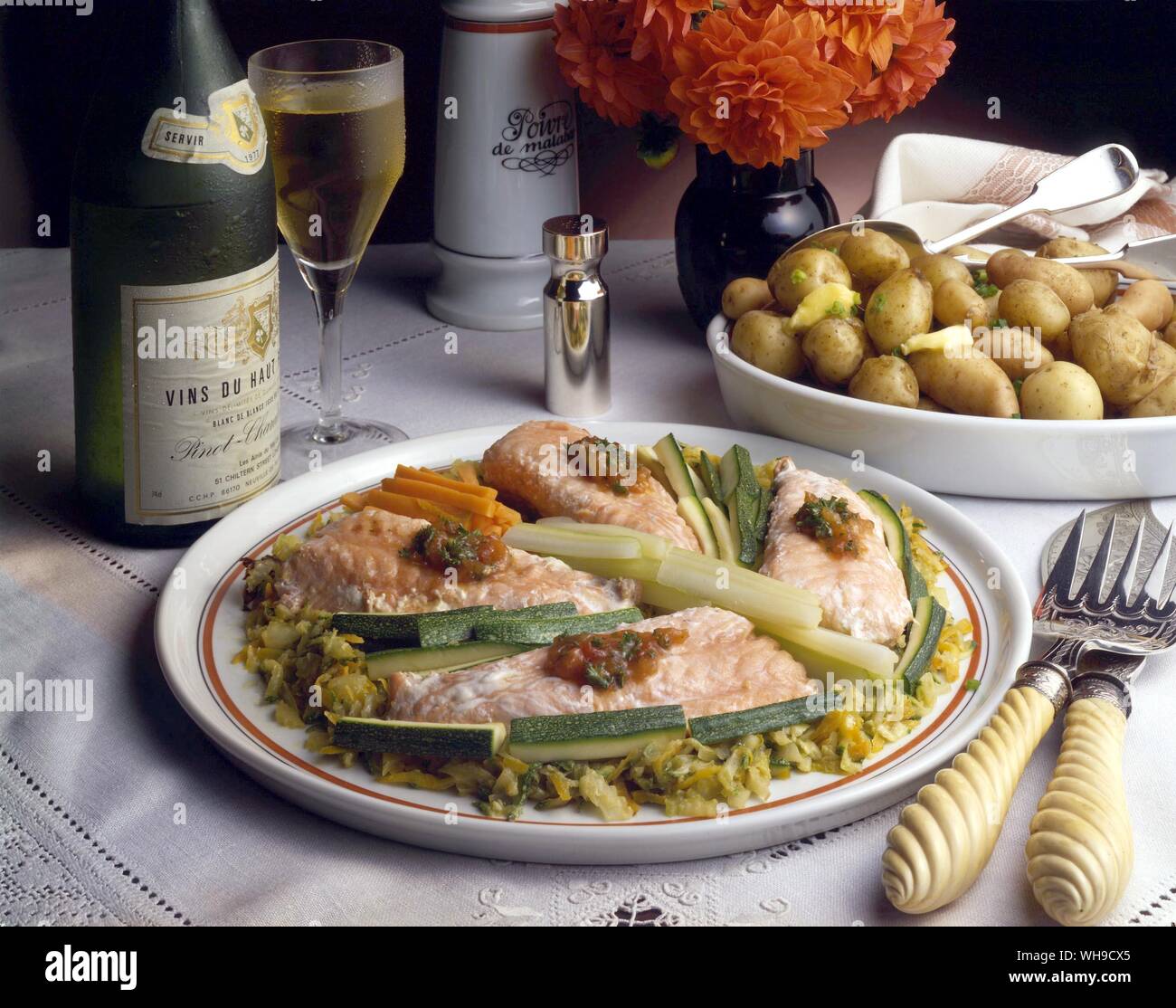 Salmon avec sel de mer Banque D'Images