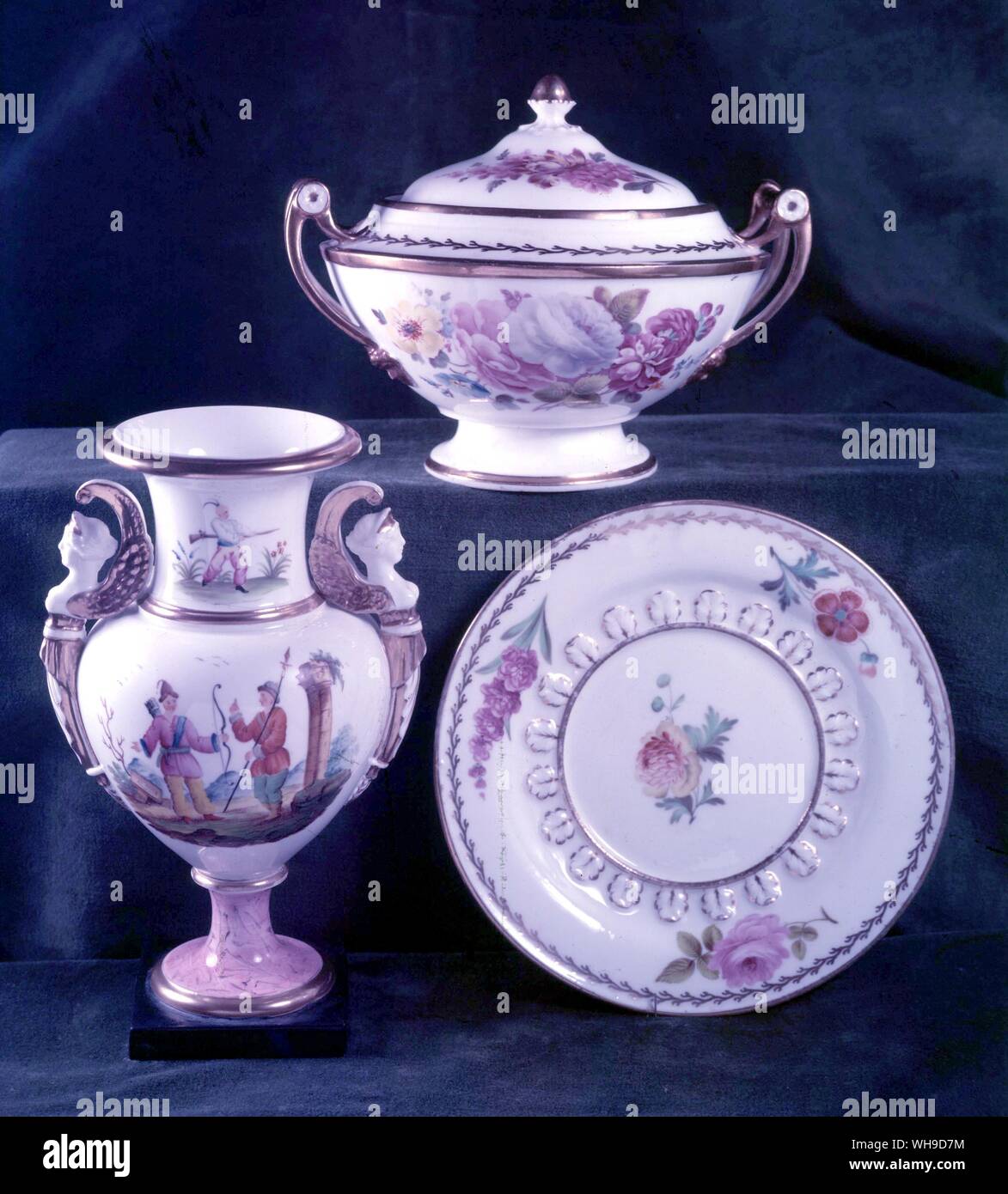 Bol de sucre et couvrir et Vase 1815 1817-20 Banque D'Images