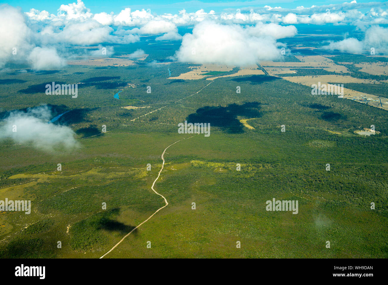 Vue aérienne de la forêt et des routes dans le Queensland, Australie Banque D'Images