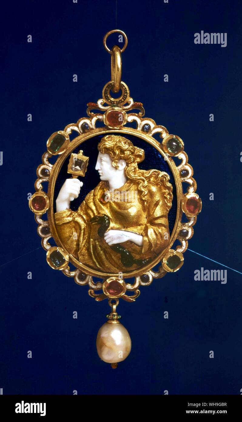 Bijou Pendentif français 1550-5 la prudence et un miroir et serpent Banque D'Images