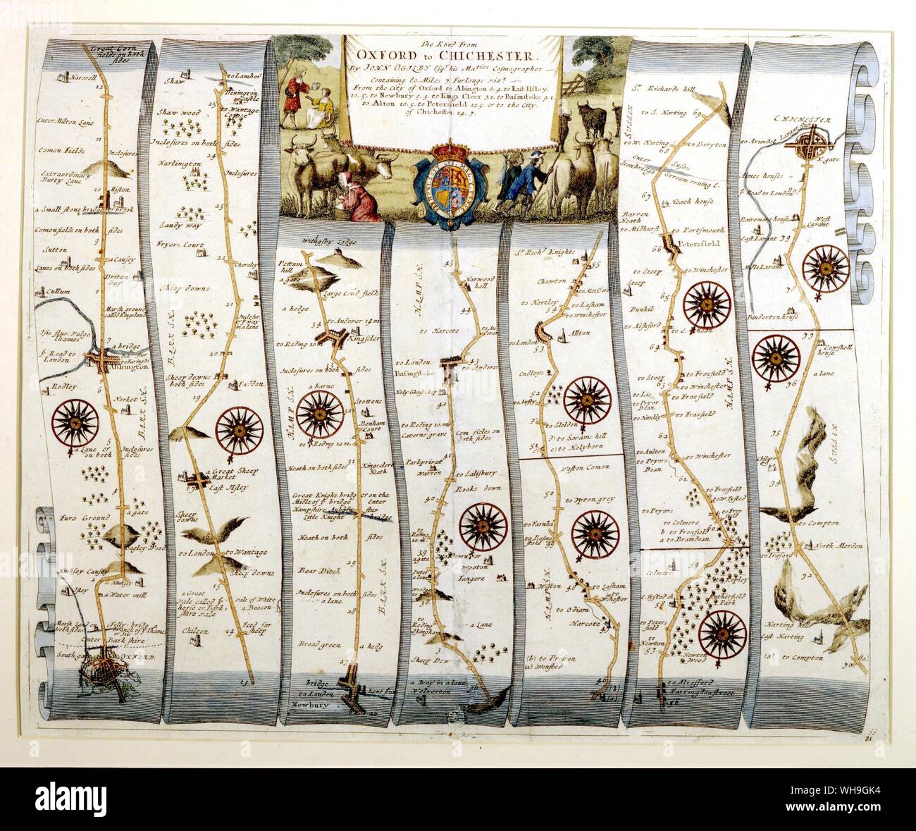 Carte Antique Oxford à Chichester Banque D'Images