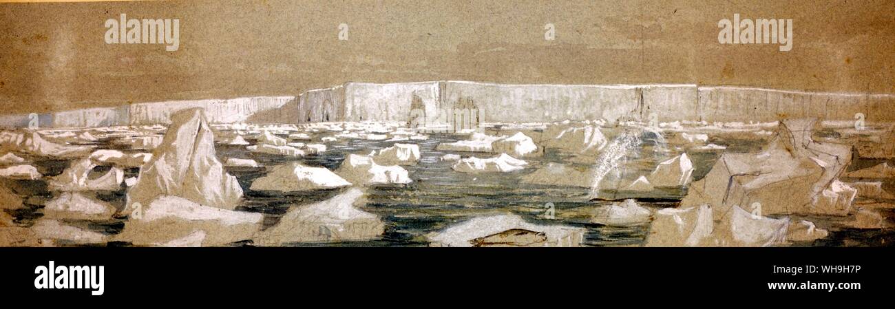 Antartica partie de la barrière du Pôle Sud le 2 février 1841 Banque D'Images