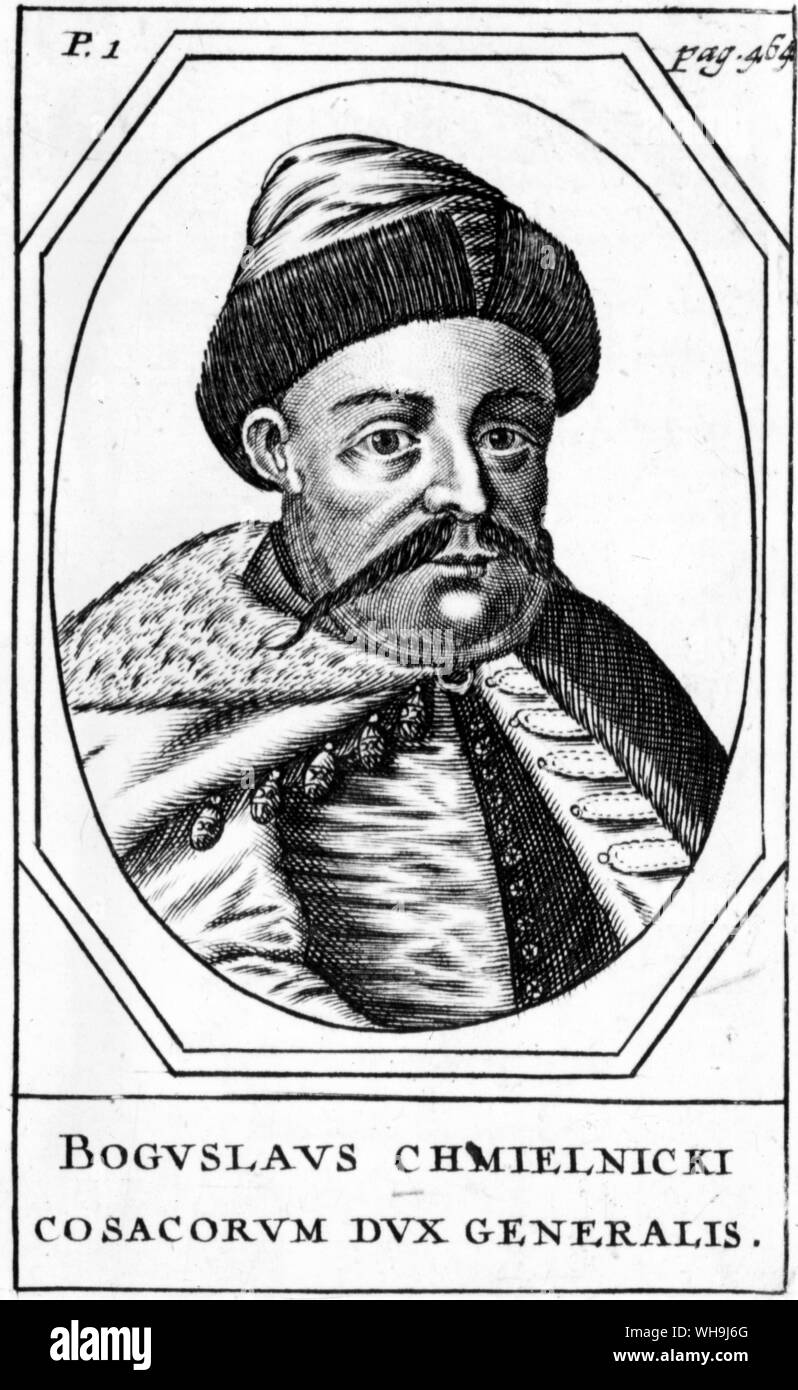 L'hatman des Cosaques, Bogdan Khmelnitski est placé sous la protection des Russes, précipitant ainsi un long conflit entre la Russie et la Pologne pour l'Ukraine. Banque D'Images