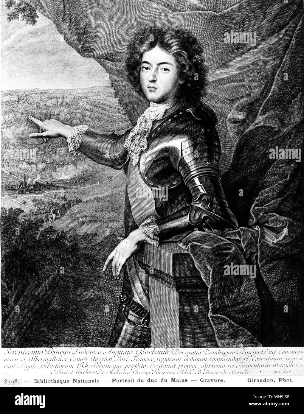 Portrait du Duc du Maine. Serenissimo Principi Ludovico Augusto Borbonio. Banque D'Images