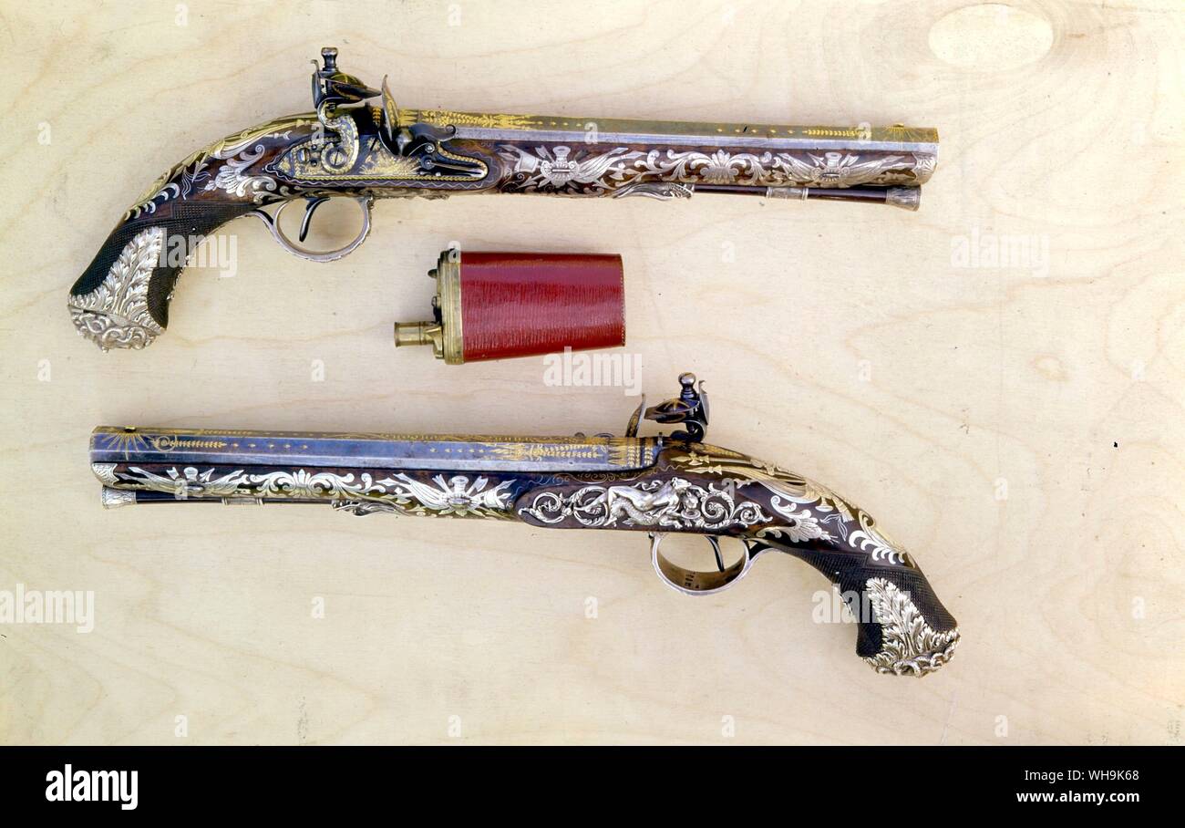 Pistolets de duel 1815 conçu pour le prince Regent Banque D'Images
