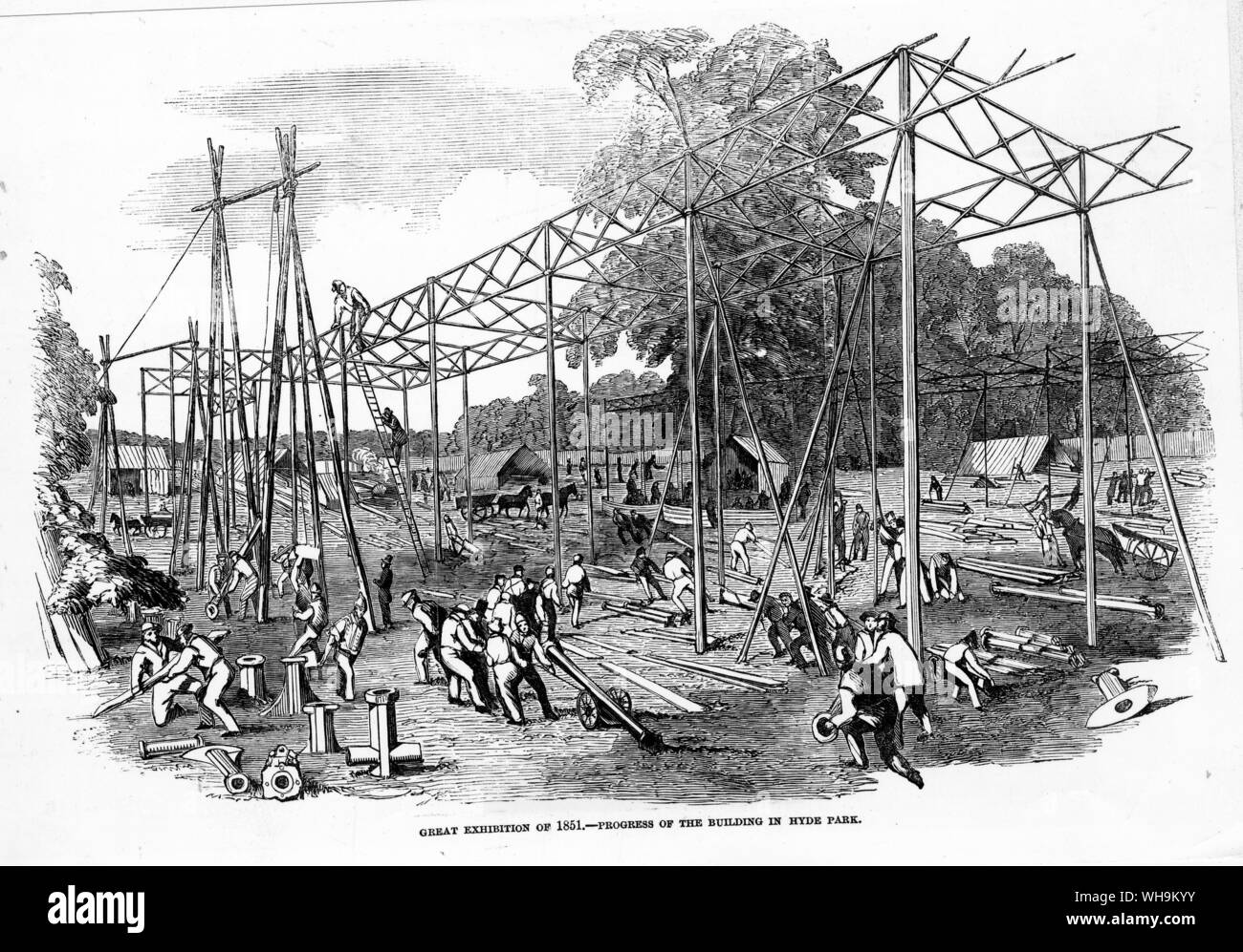 L'Exposition Universelle de 1851 - progrès de l'immeuble à Hyde Park.' . Illustrated London News du 12 octobre 1850. Banque D'Images