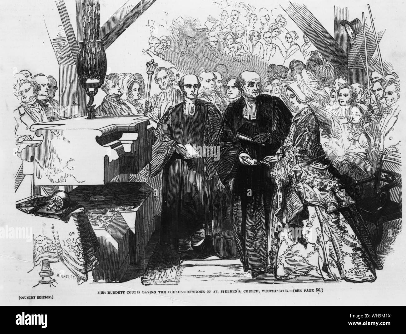 'Mrs Burdett Coutis poser la première pierre de St Stephen's Church, Westminster.' Banque D'Images