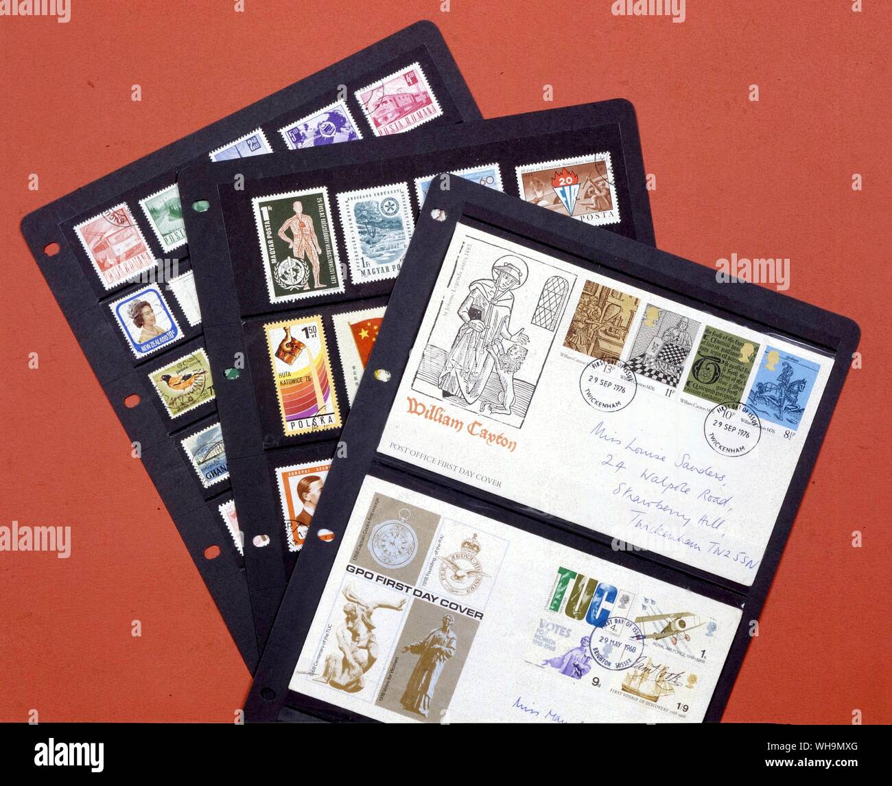 L'équipement des collectionneurs de timbres Banque D'Images