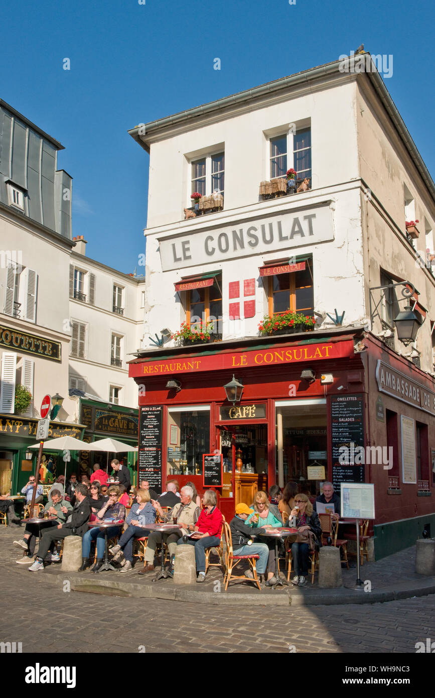 Le Consulat restaurant et café. Montmartre, Paris Banque D'Images