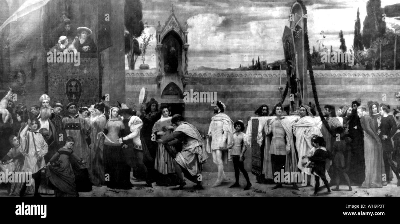 Lord Leighton, Cimalne est célébré Madonna portée en procession dans les rues de Florence, 1853. Banque D'Images