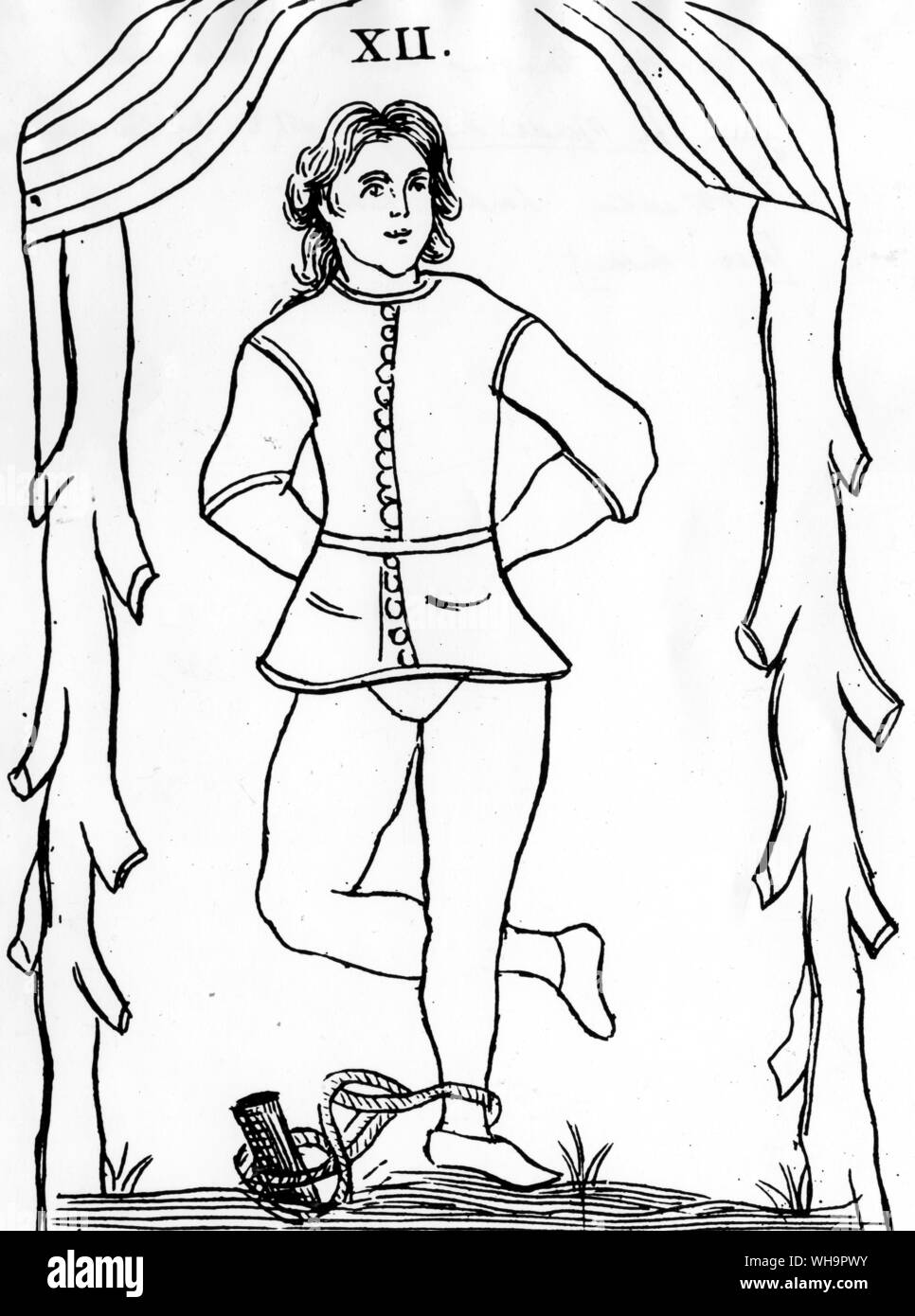 La carte de tarot - Le Pendu sont tournés du mauvais côté, après la conception erronée par une cour de Gebelin Banque D'Images