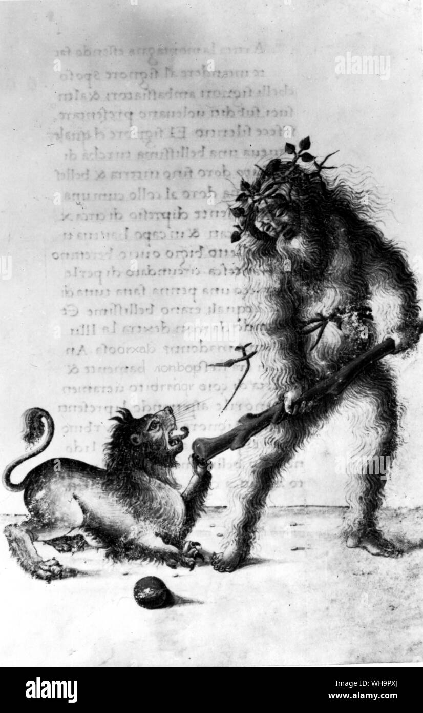 L'homme sauvage, d'un codex d'Amérique latine : le Tarot fou a été connecté avec l'homme sauvage ou homme vert, qui a dirigé les processions de printemps dans de nombreuses parties de l'Europe. Banque D'Images