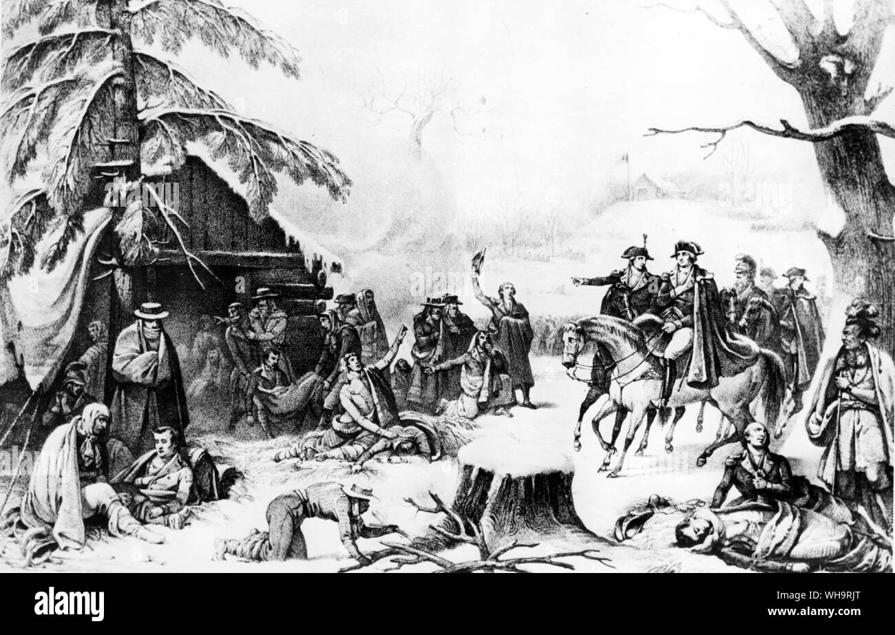 George Washington, premier Président des Etats-Unis à Valley Forge, 1777. Banque D'Images
