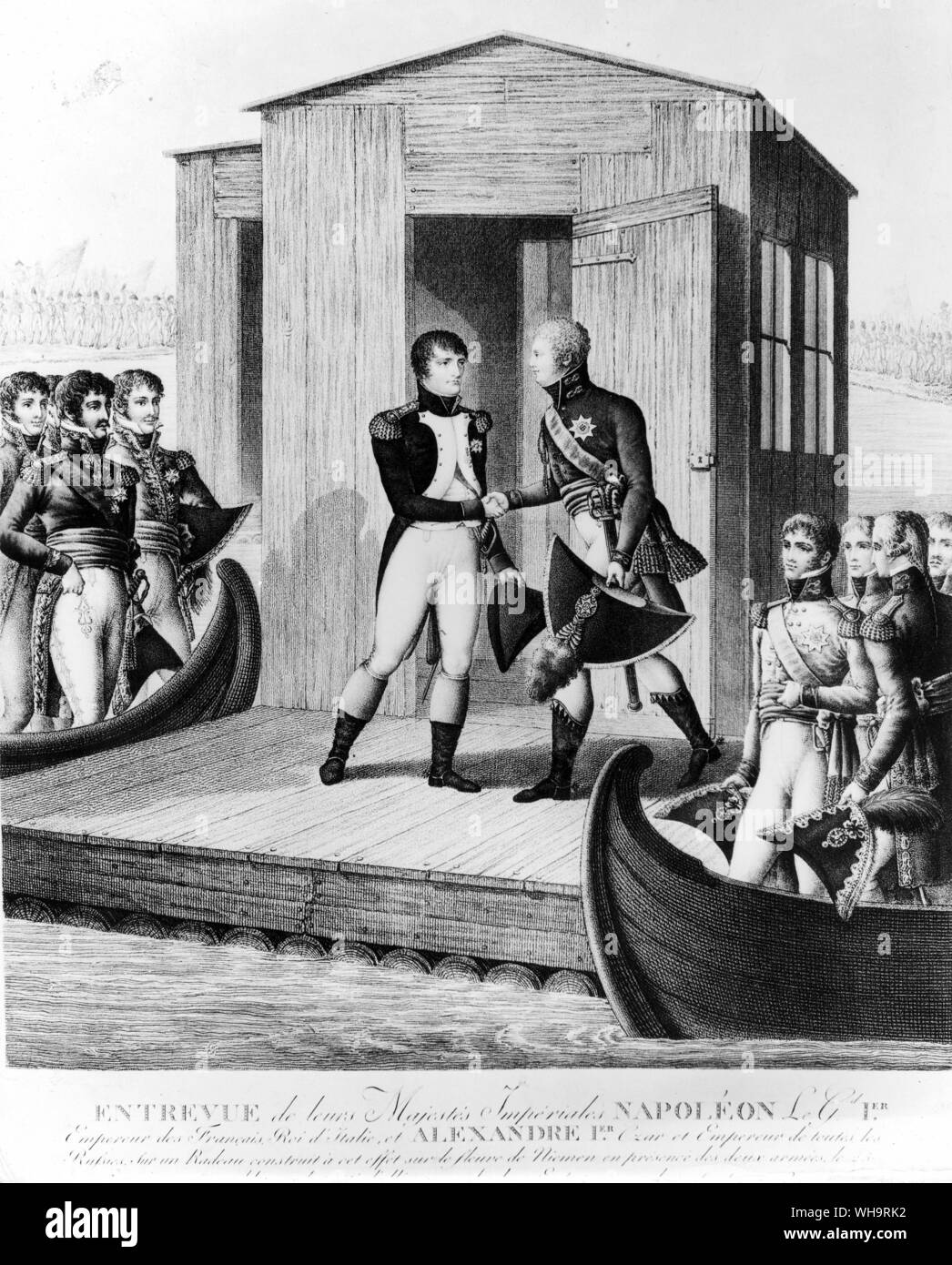 Napoléon Ier et Alexandre Ier de Russie, le 25 juin 1807. Banque D'Images