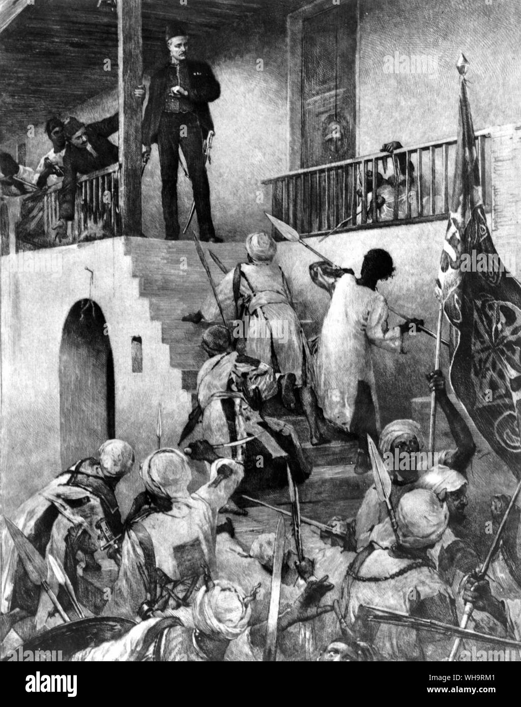 Le général Gordon la mort aux mains des partisans du Mahdi, 26 janvier 1885. Banque D'Images